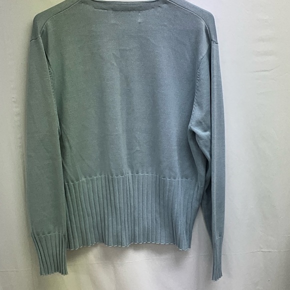 Diane Von Furstenberg Blue Cardigan with Yellow Embroidery - Picture 8 of 8